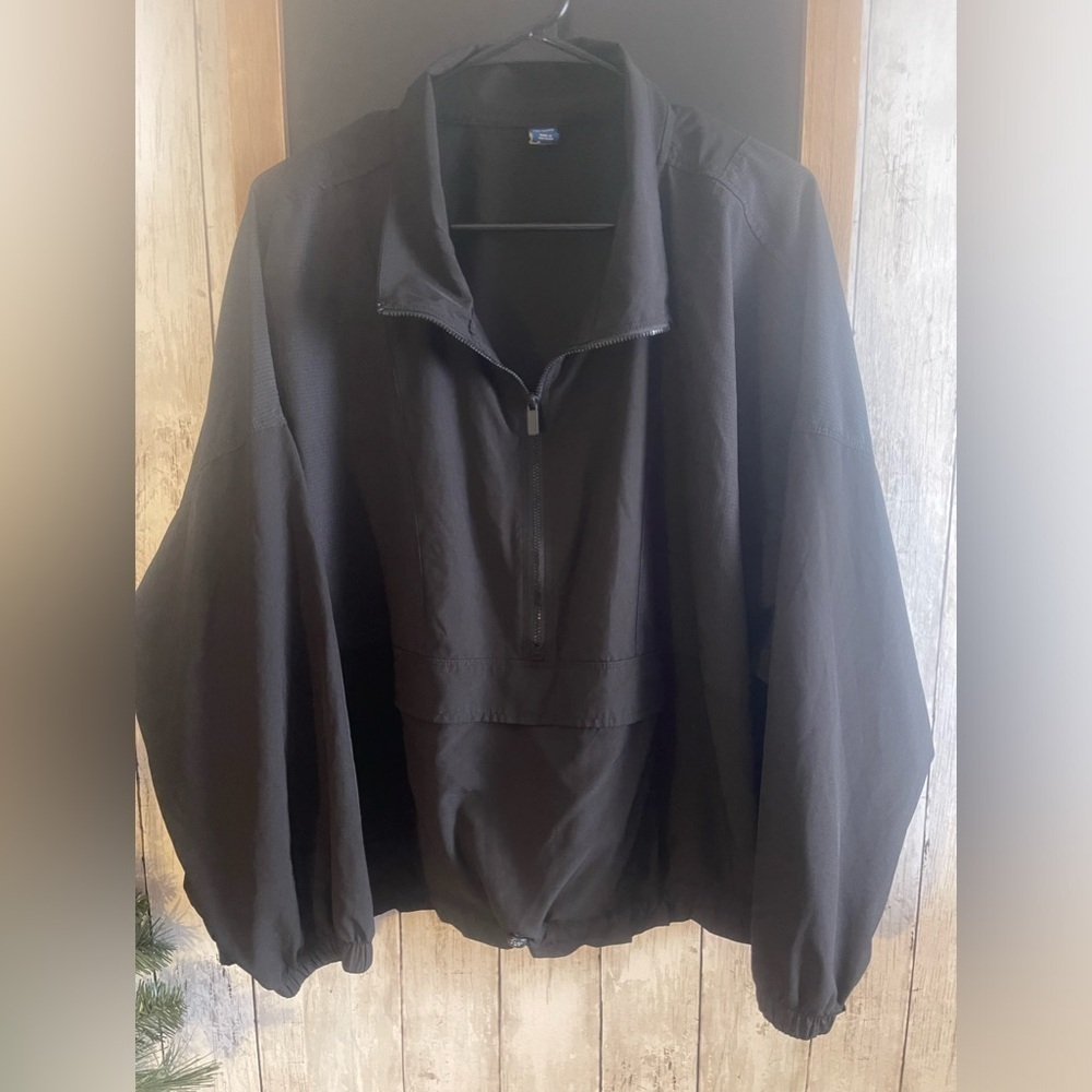 Old Navy Women’s Active Nylon 3/4 Zip Black Pocket XXL Pullover